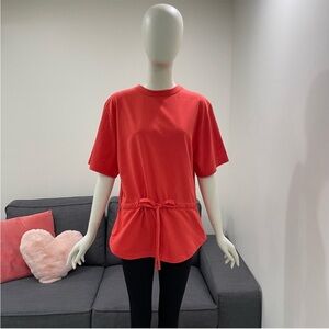 KORET Tunic T-Shirt With Dropped Drawstring Tie Waist Coral Pink Size Medium